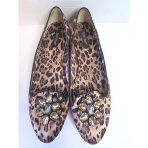 White House Black Market Leopard Print Jeweled Ballet Flats Women's Size 10M
